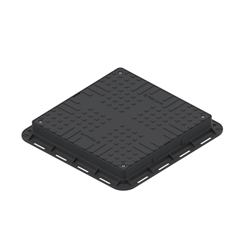 Люк пластиковий Easy 700х700 DN560 квадратний легкий чорний з замком А15