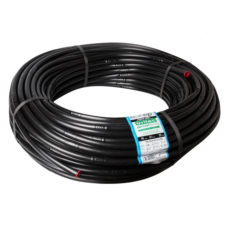 Крапельна трубка Irritec Junior (FAJA440332F) з крапельницями через 33 см. без компенсації тиску, діаметром 16 мм 100м