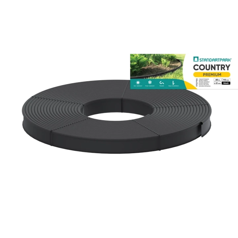 Бордюр чорний садовий пластиковий Country Premium – 80 метрів