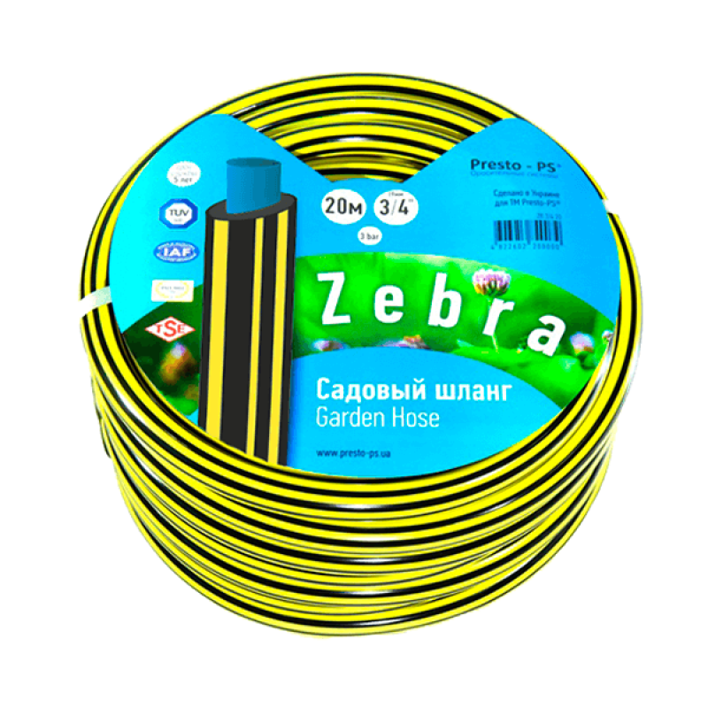 Шланг поливальний Presto-PS садовий Зебра діаметр 3/4 дюйма, довжина 30 м (ZB 3/4 30)