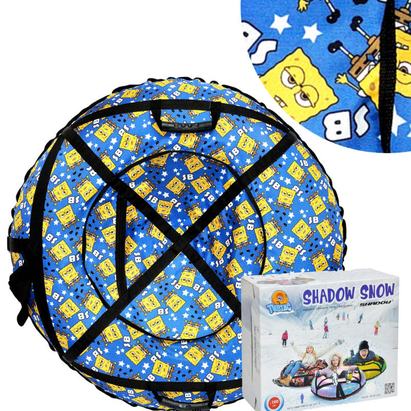 Тюбінг надувні санчата 100 см “Губка боб“ (Оксфорд, ПВХ) плюшка для снігу