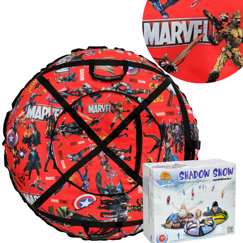 Тюбінг для снігу 100 см “Марвел червоний“ (Оксфорд, ПВХ) надувні санчата