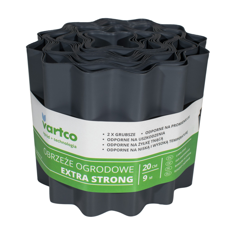 Бордюрна стрічка 20 см 9 метрів сіра посилена VARTCO (Польща) Бордюрна стрічка 20 см 9 метрів сіра посилена VARTCO (Польща)