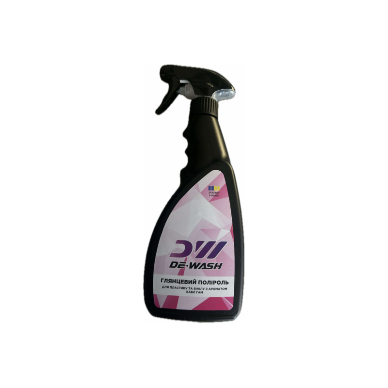 Глянцевий поліроль для пластику та вінілу De-Wash з ароматом бабл гам, 0.5л