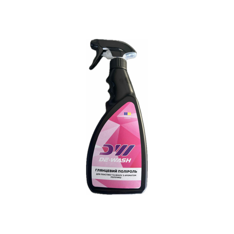 Глянцевий поліроль для пластику та вінілу De-Wash з ароматом полуниці, 0.5л