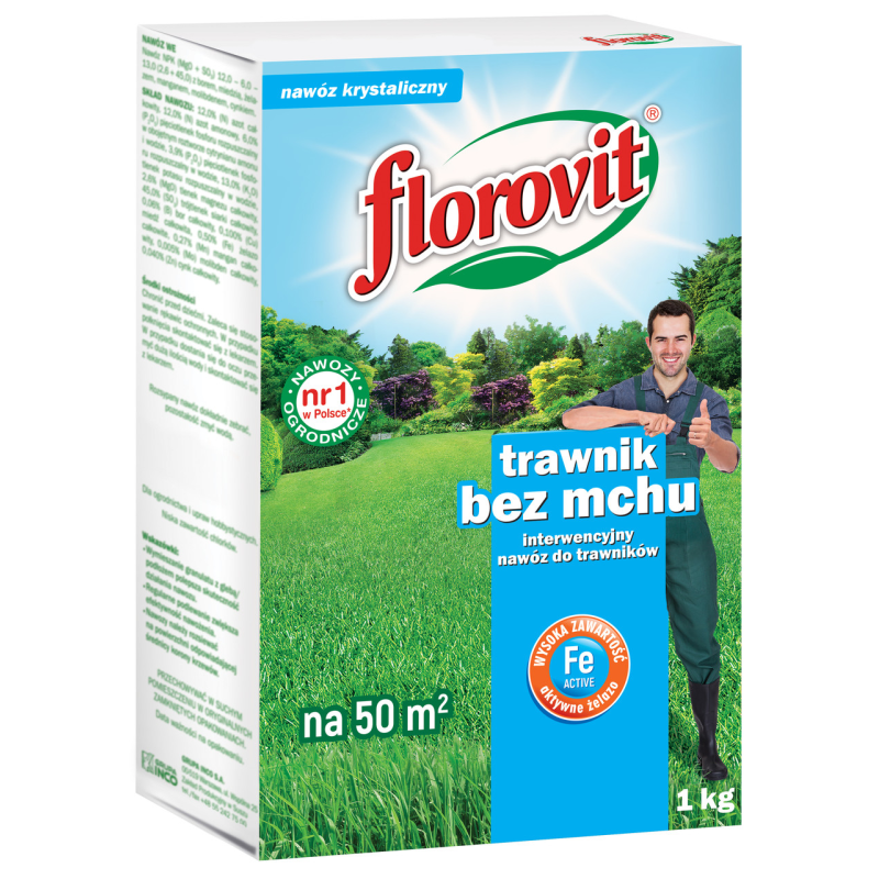 FLOROVIT добриво для газону антимох 1кг. Флоровіт