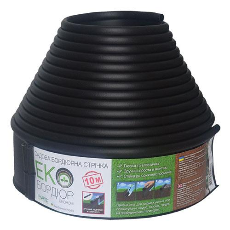 Екобордюр Економ 10 м (чорний) Gartec Екобордюр Економ 10 м (чорний) Gartec