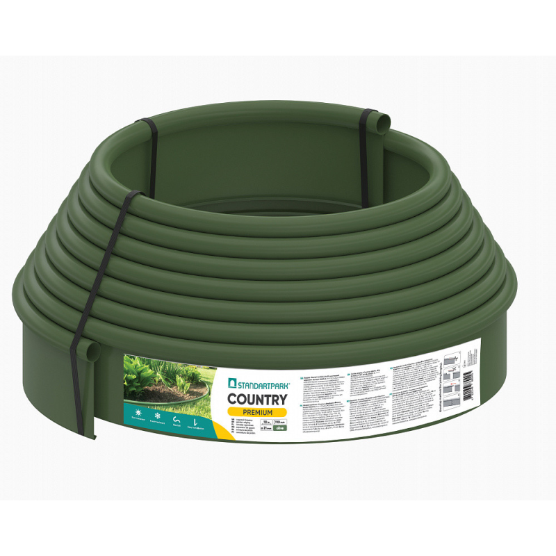 Бордюр садовий пластиковий оливковий Country Premium – 10 метрів